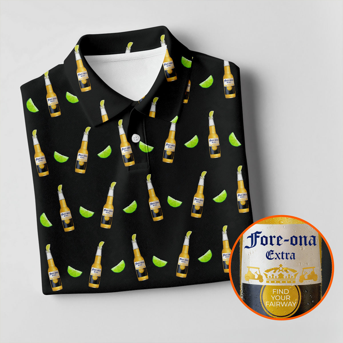 Fore-ona Extra Find Your Fairway Beer And Lime Fun Women's Golf Shirts, Ladies Golf Shirts