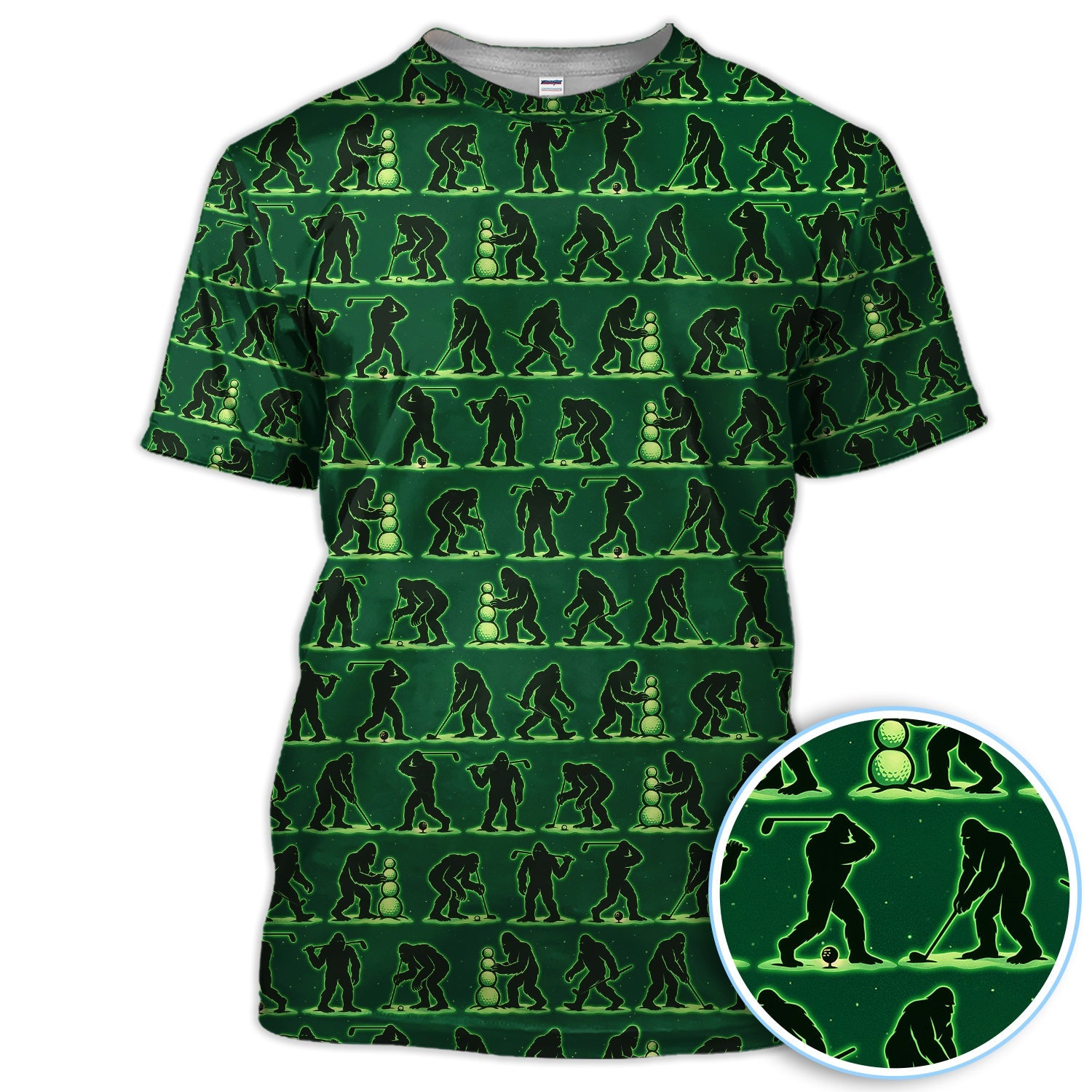 Funny Bigfoot Golf Shirt, Sasquatch Golf Pattern Polos For Men, Crazy Golf Gift For Golfer