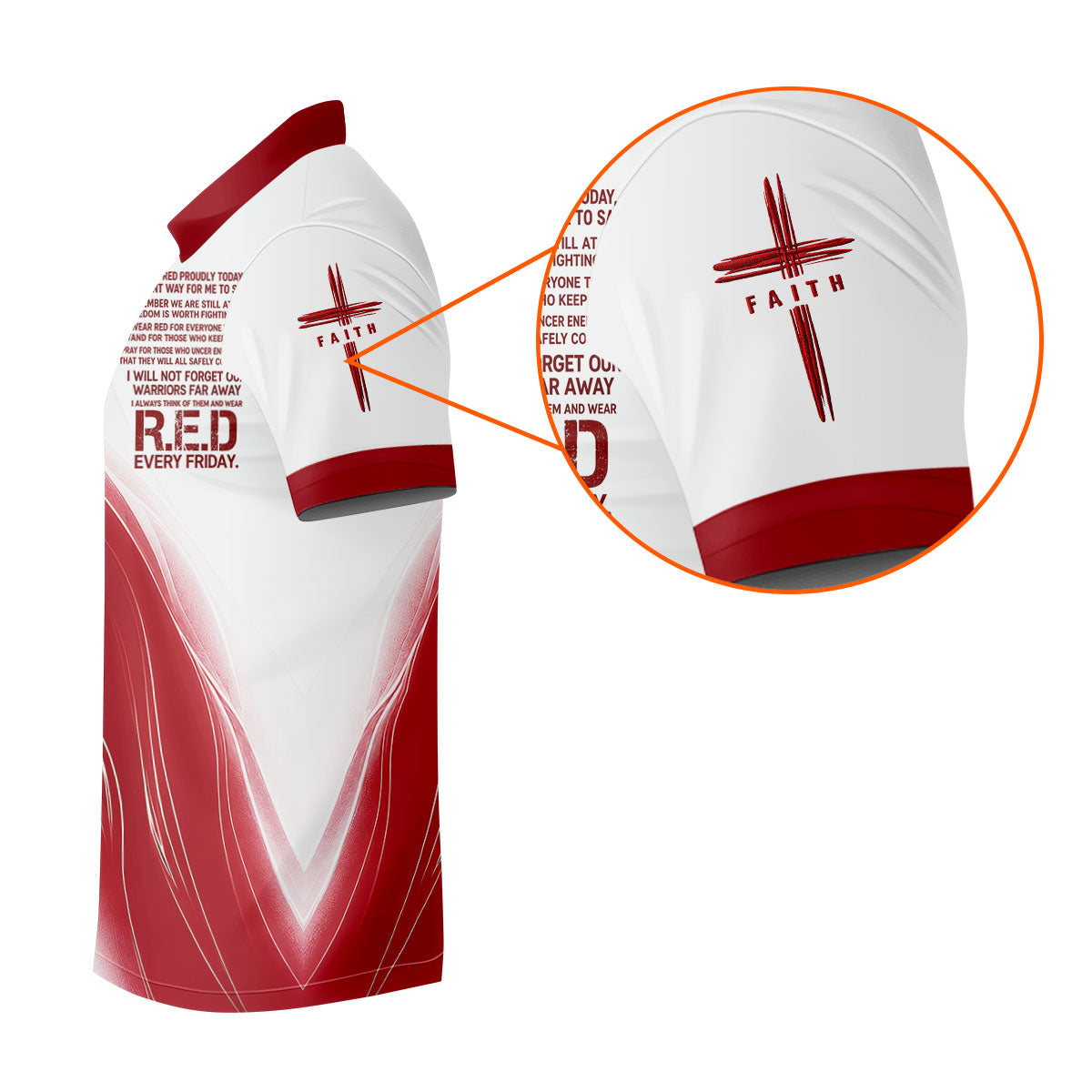 Red Friday Faith Cross Red White Gradient Patriotic Golf Shirt, 250 Years Polo Shirts For Men
