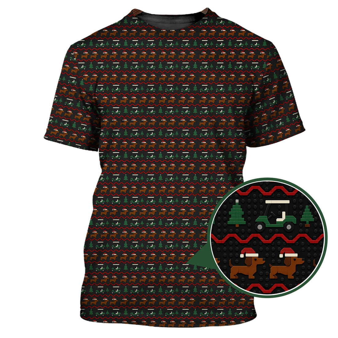 Dog Pattern Golf Shirt, Dachshund Golf Shirt, Christmas Golf Shirt For Men, Funny Golf Shirt For Golfer