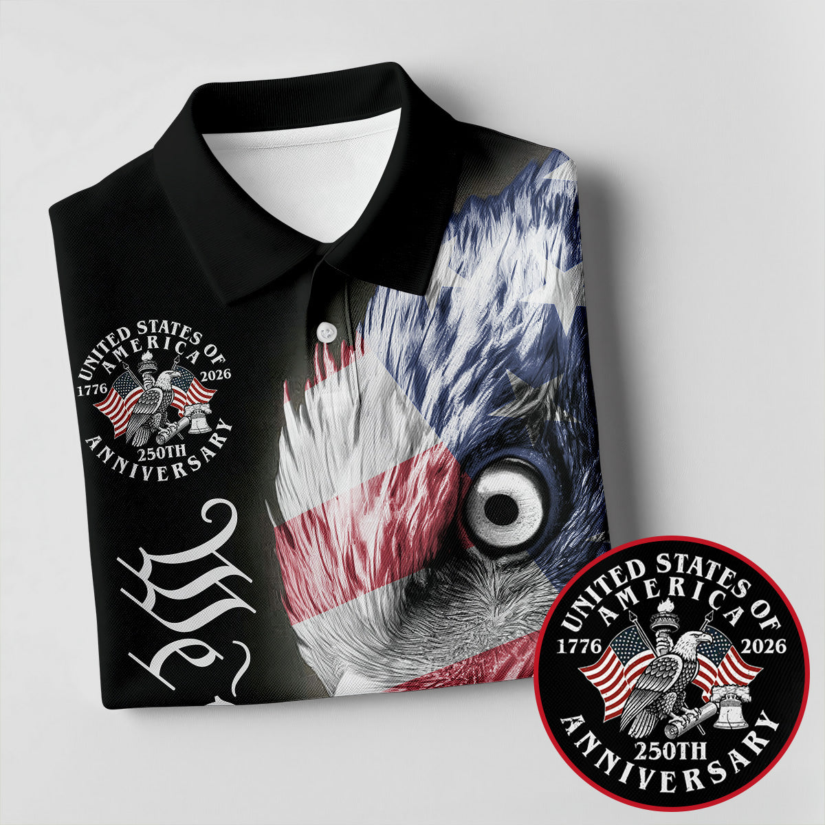 We The People Patriotic Bald Eagle American Flag Golf Shirt, 4th Of July Golf Shirt For Women