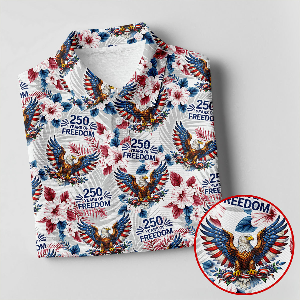 250 Years Of Freedom US Bald Eagle Tropical Theme Ladies Golf Shirts, Patriotic 4th Of July Golf Shirt For Women