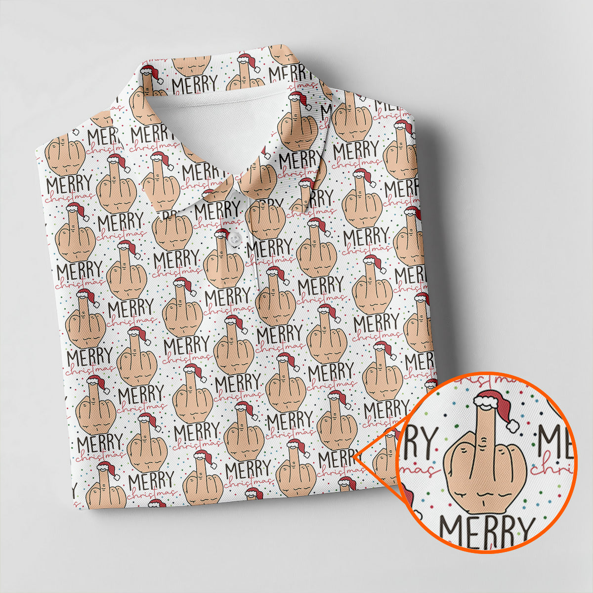 Funny Santa Dirty Finger Merry Christmas Women's Golf Shirts, Christmas Golf Shirt, Ladies Golf Polos