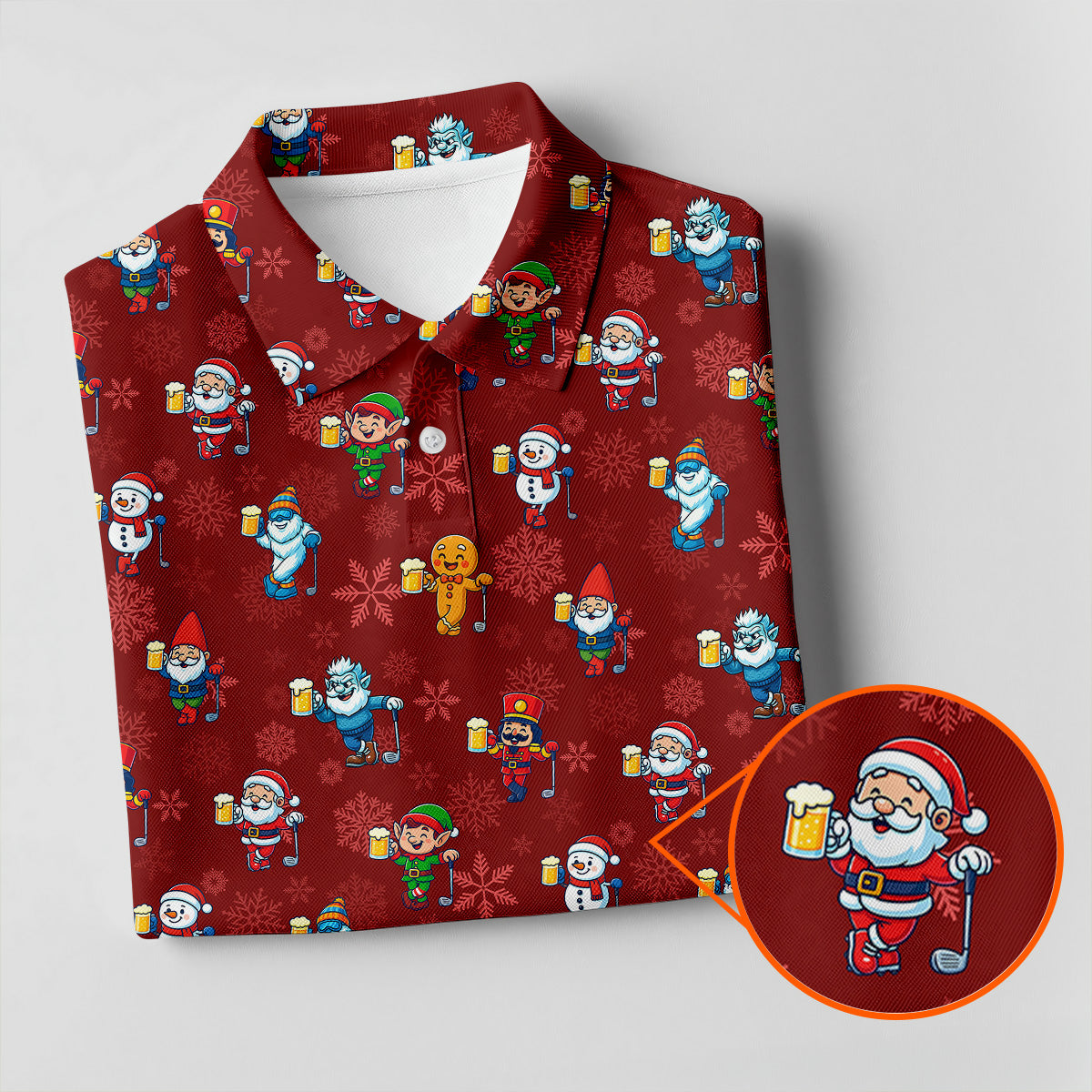 Christmas Characters Golf And Beer Red Women's Funny Golf Shirts, Christmas Golf Shirt, Polo ShirtFor Women