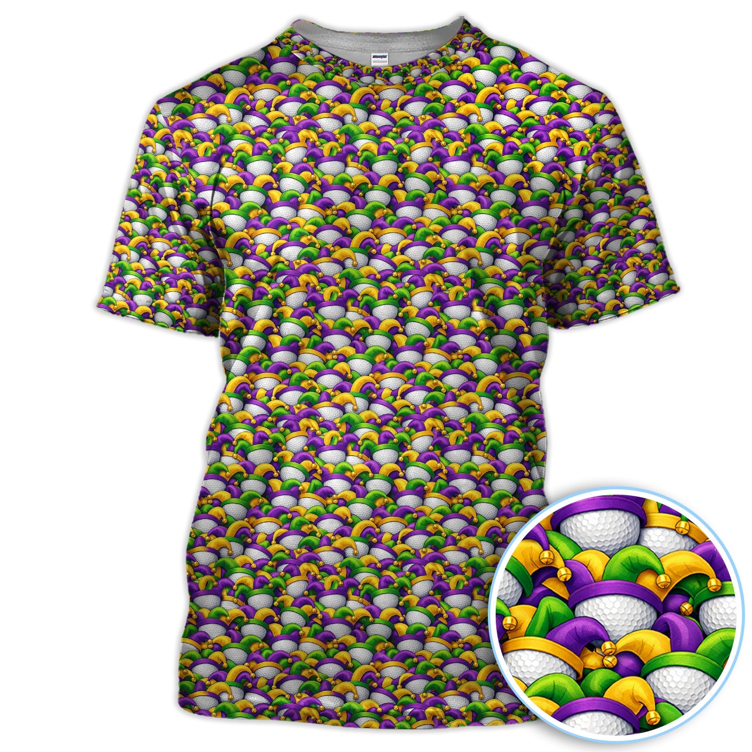 Carnival Golf Pattern Polos, Mardi Gras Golf Shirt For Golfer, Golf Gift For Men