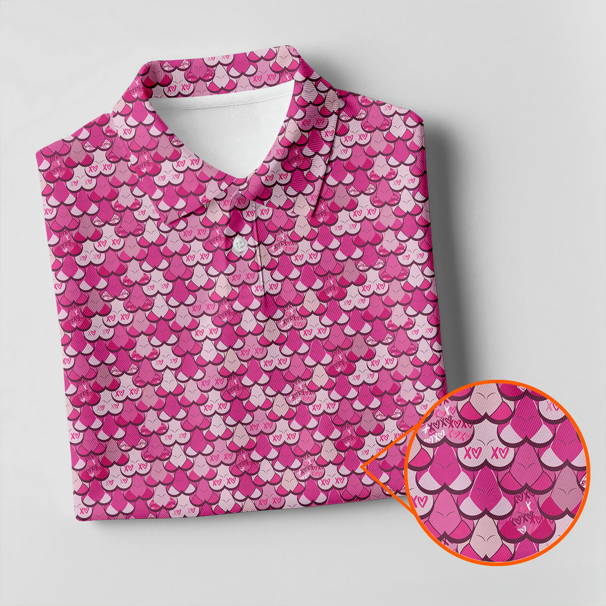 Naughty Fun XOXO Pink Women's Golf Tops, Valentines Golf Gift, Ladies Golf Polos, Golf Gifts For Women