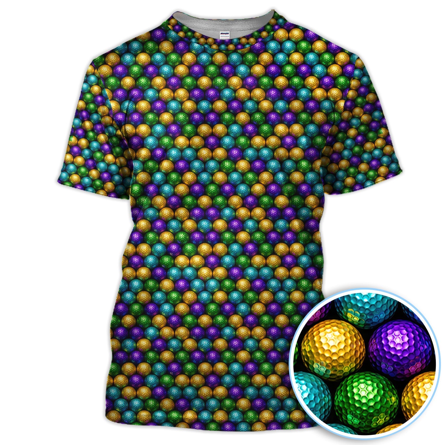 Disco Ball Pattern Golf Polos, Mardi Gras Golf Shirt For Men, Golf Gift For Golfer