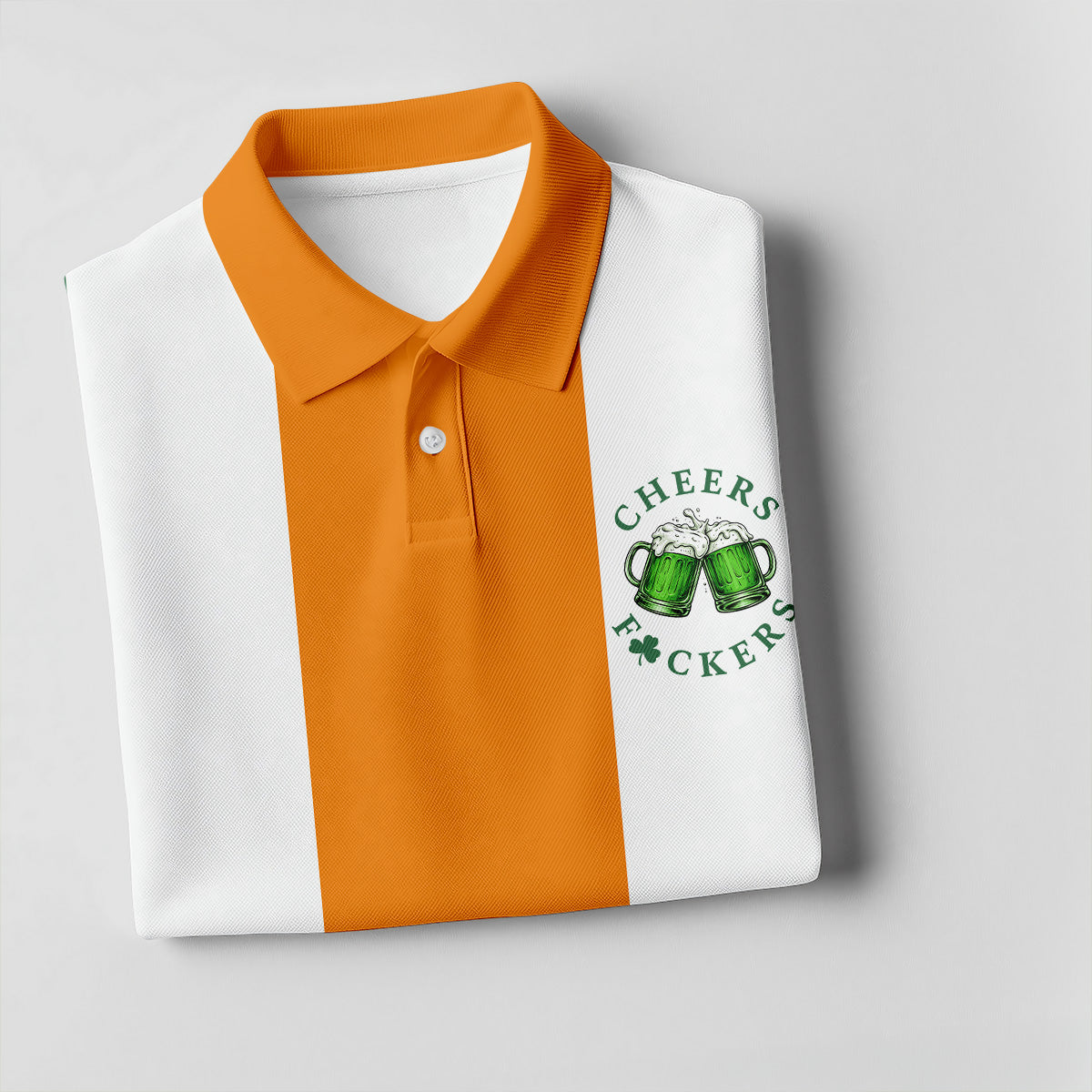 Green Orange White Vertical Stripes St Patrick's Day Golf Shirt, Women's Golf Tops, Ladies Golf Shirts