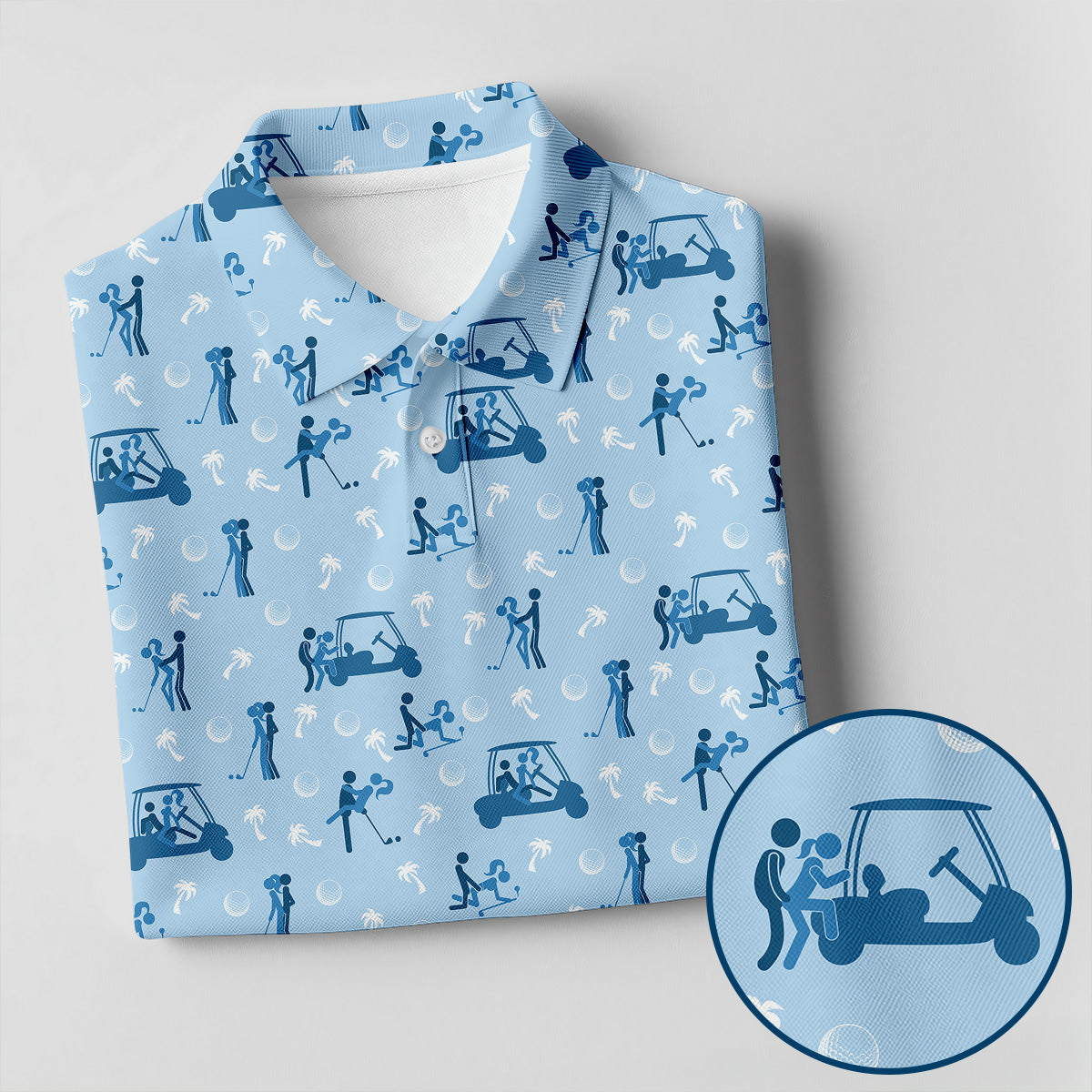 Naughty Couple Stick Figure Blue Funny Golf Shirt, Adult Humor Ladies Golf Polos, Golf Shirt For Women