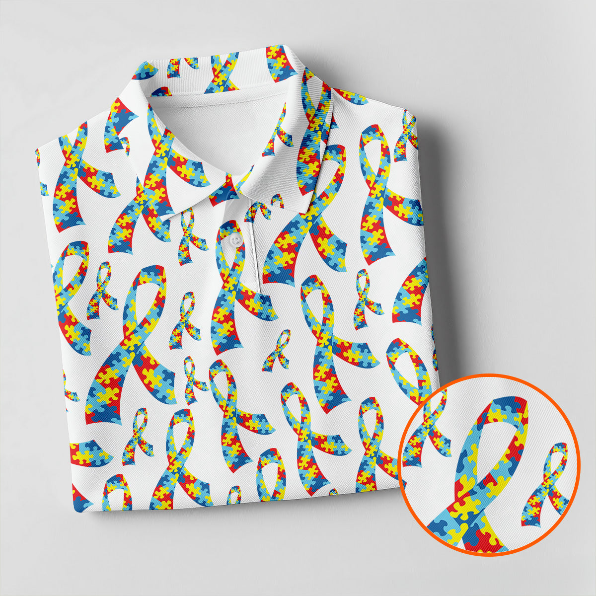 Autism Awareness Ribbon Women's Golf Tops, Autism Ribbon Ladies Golf Shirts, Ladies Golf Polos