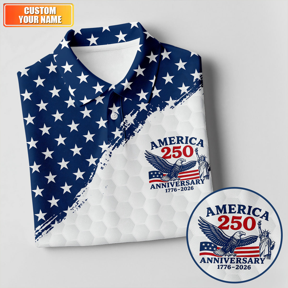 Red White Blue Splatter Paint Golf Ball Pattern 4th Of July Golf Shirt, 250th Anniversary Golf Shirt For Women