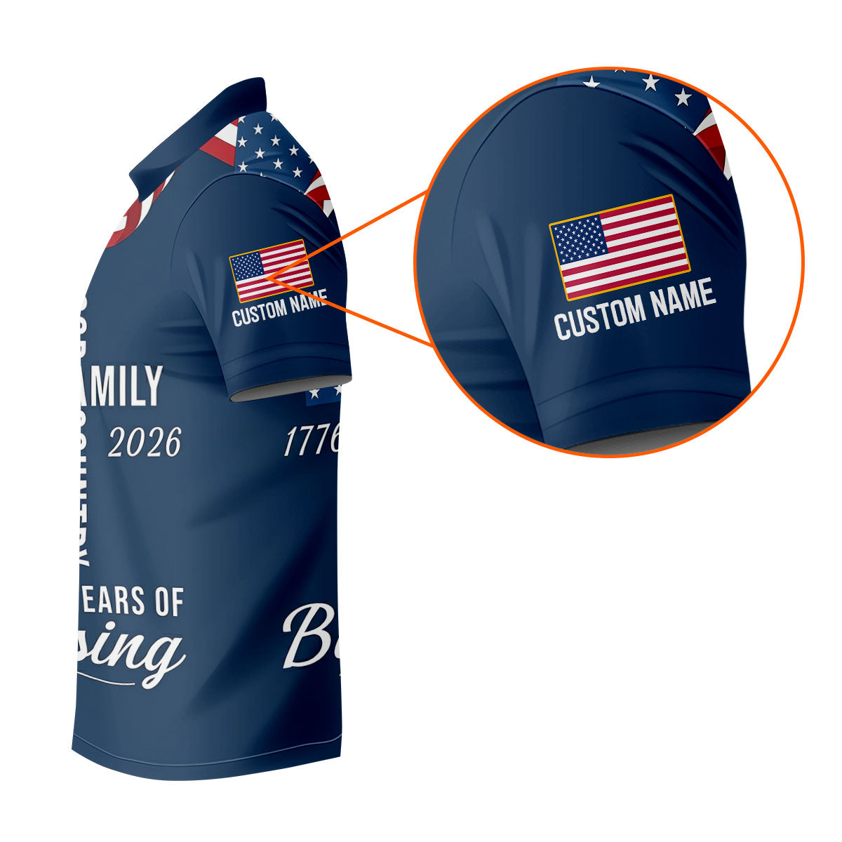 God Family Country Faith Cross 250 Years Of Blessing US Flag Golf Shirt, Golf Shirts For Men