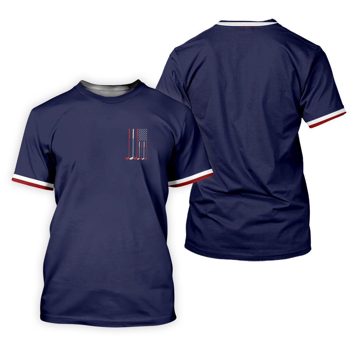 Golf Clubs America Flag Logo 250th Anniversary Navy Golf Shirt, Patriotic Golf Shirt, Women's Golf Tops