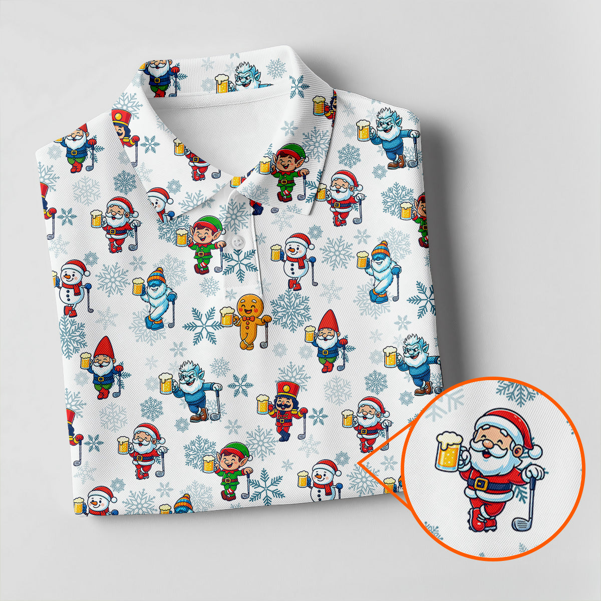 Christmas Characters Golf And Beer White Women's Funny Golf Shirts, Christmas Golf Shirt, Polo ShirtFor Women