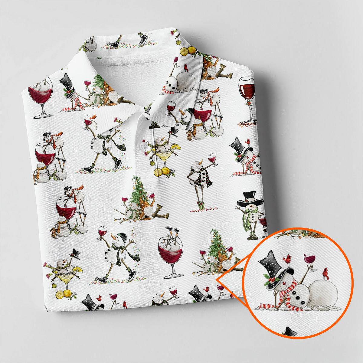 Funny Snowman Drinking Wine White Golf Shirt, Christmas Golf Shirt, Women's Golf Tops, Ladies Golf Shirts