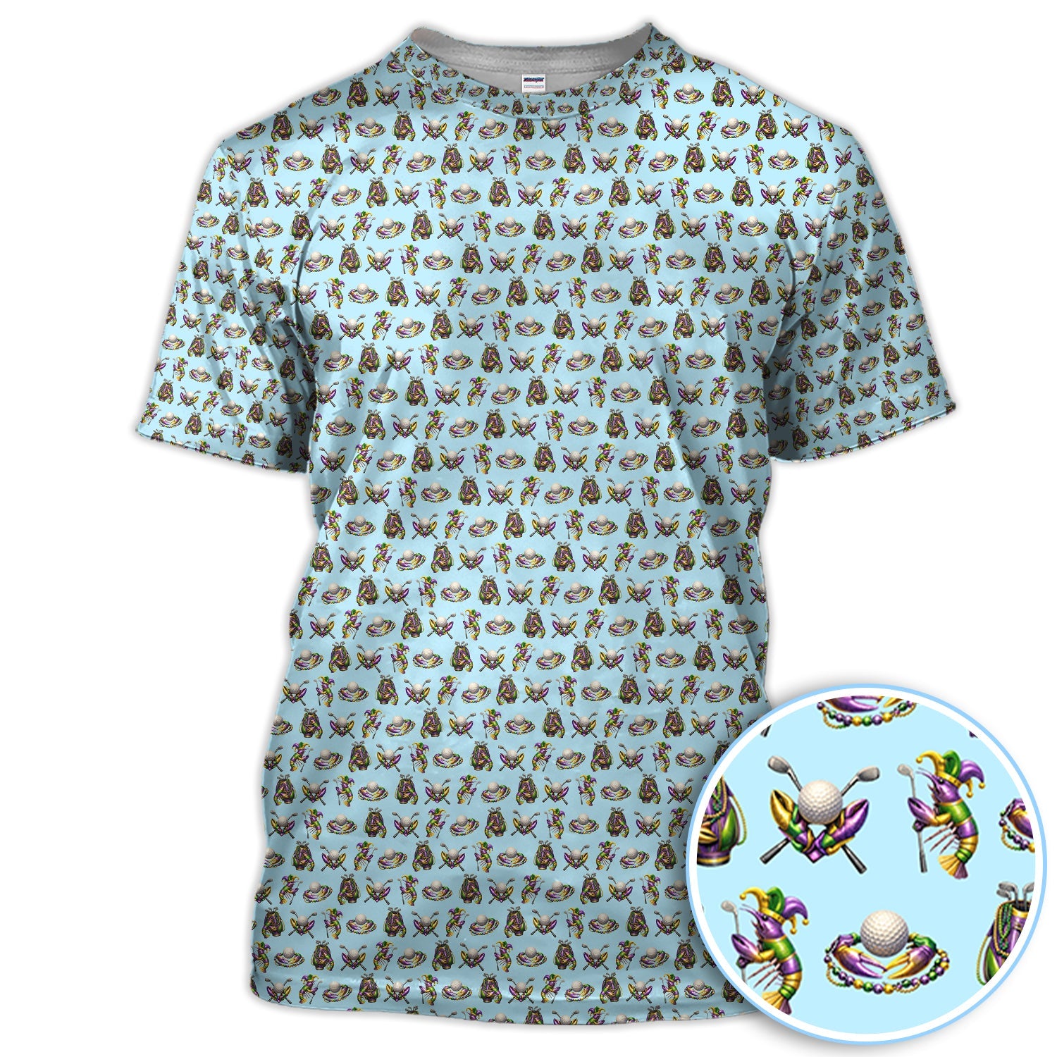 Mardi Gras Golf Pattern Polos, Carnival Golf Shirt For Men, Golf Gift For Golfer