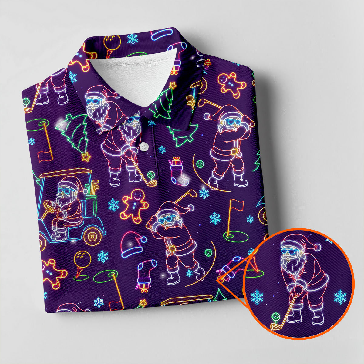 Christmas Neon Santa Golf Pose Women's Funny Golf Tops, Christmas Golf Shirt, Polo ShirtFor Women