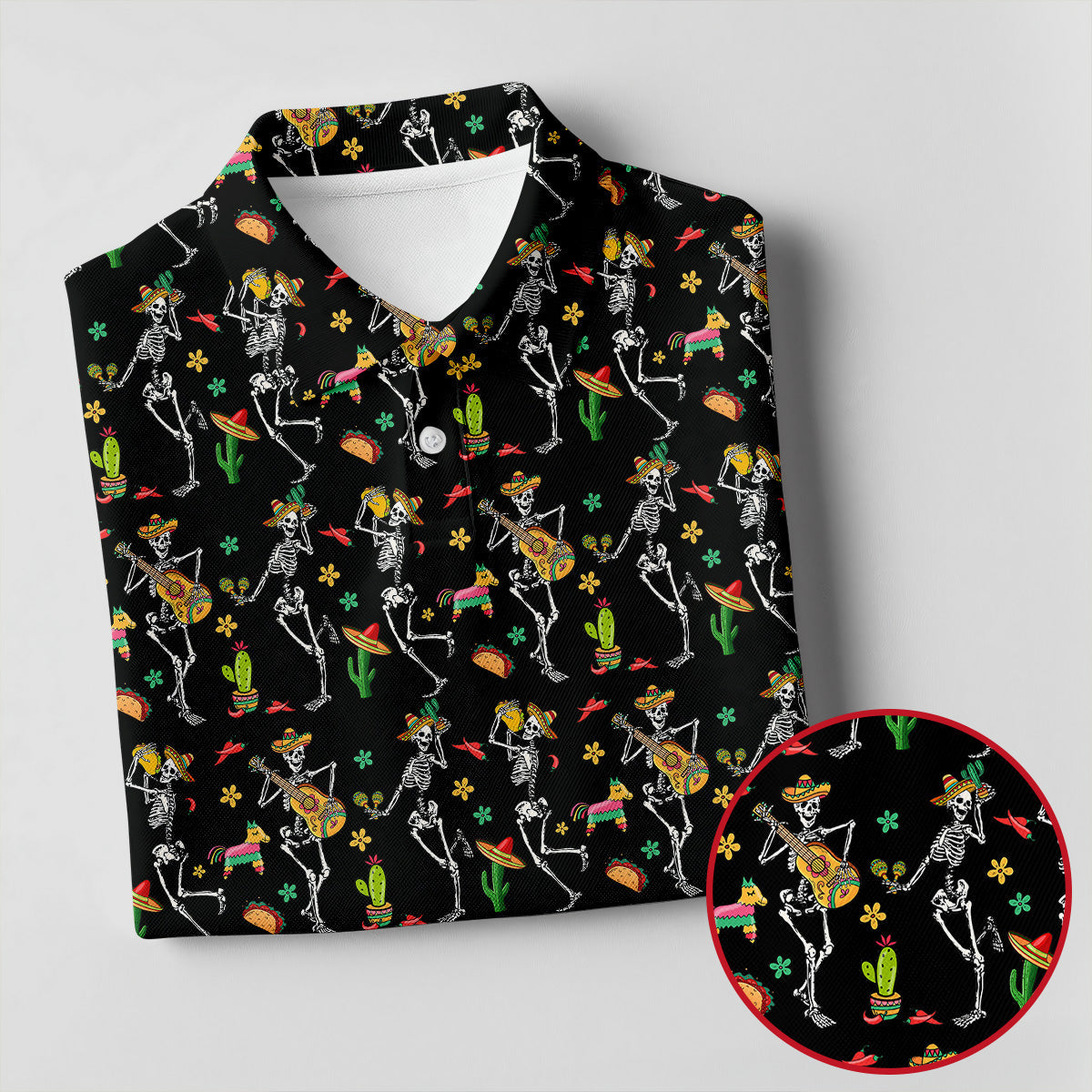Dia De Muertos Skeletons Cinco De Mayo Celebration Fiesta Themed Black Golf Shirt For Women