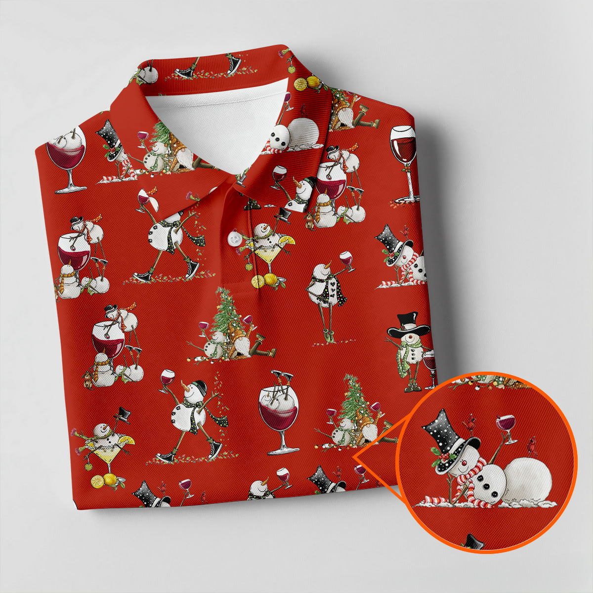 Funny Snowman Drinking Wine Red Golf Shirt, Christmas Golf Shirt, Women's Golf Tops, Ladies Golf Shirts