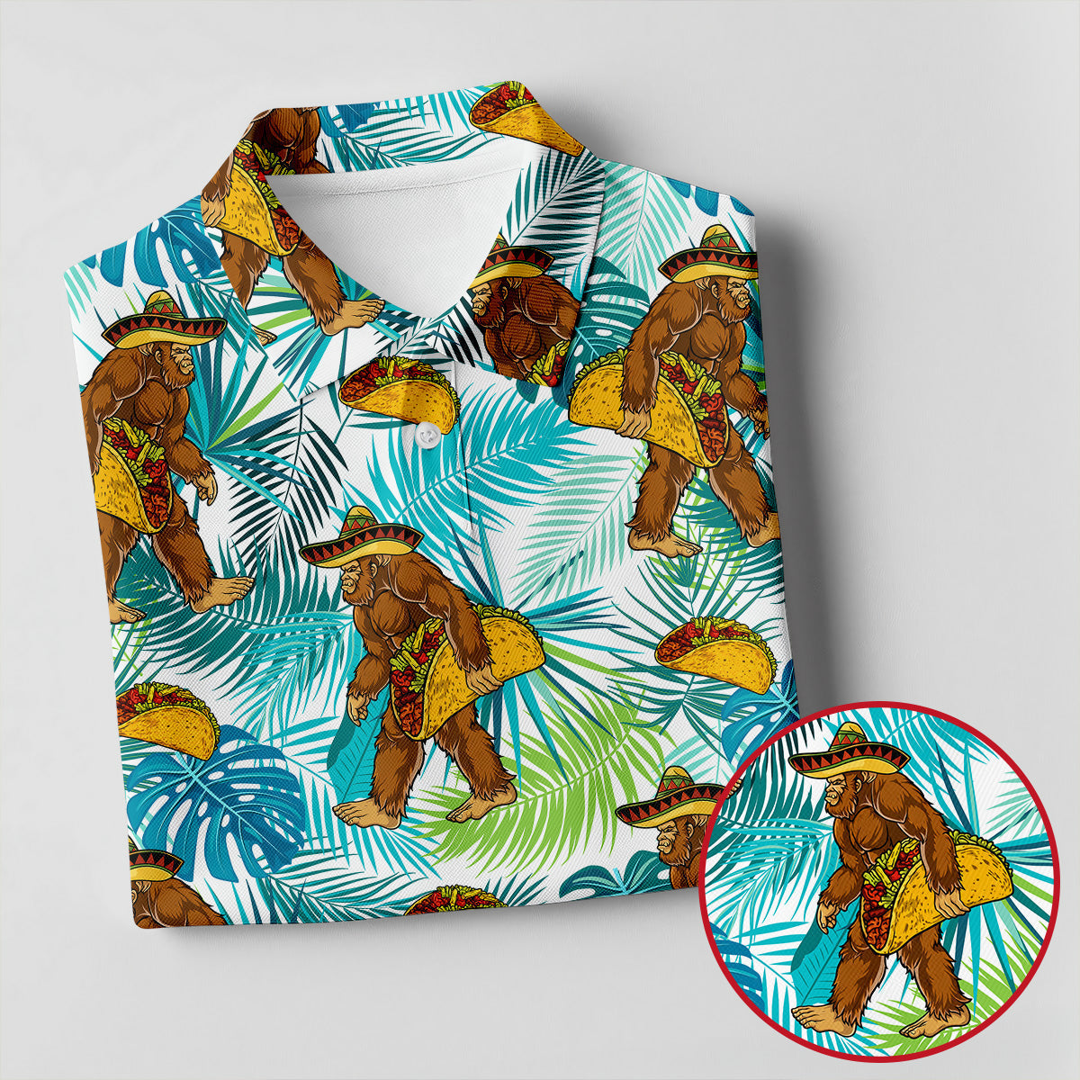 Funny Bigfoot Taco Sombrero Cinco De Mayo Celebration Fiesta Themed Tropical Vibe Golf Shirt For Women
