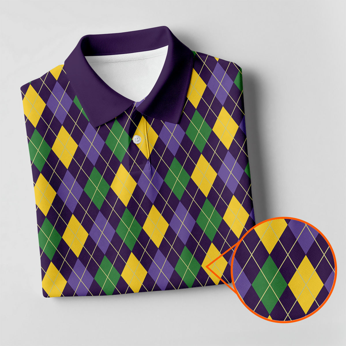 Green Purple Gold Argyle Pattern Mardi Gras Golf Shirt, Women's Golf Tops, Ladies Golf Shirts