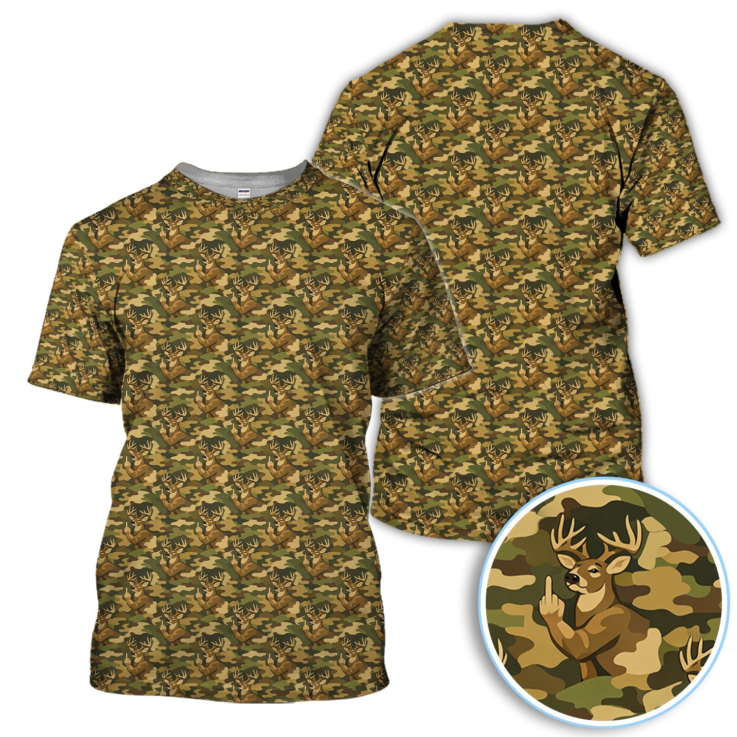 Deer Camo Pattern Golf Shirt, Crazy Golf Polos For Men, Golf Gift For Hunter