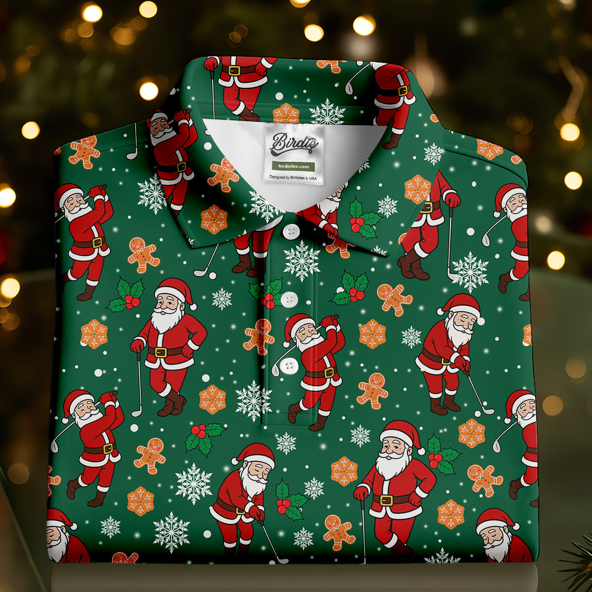 Golfing Santa Christmas Golf Shirt, Women's Golf Tops, Ladies Golf Shirts, Golf Gift For Ladies