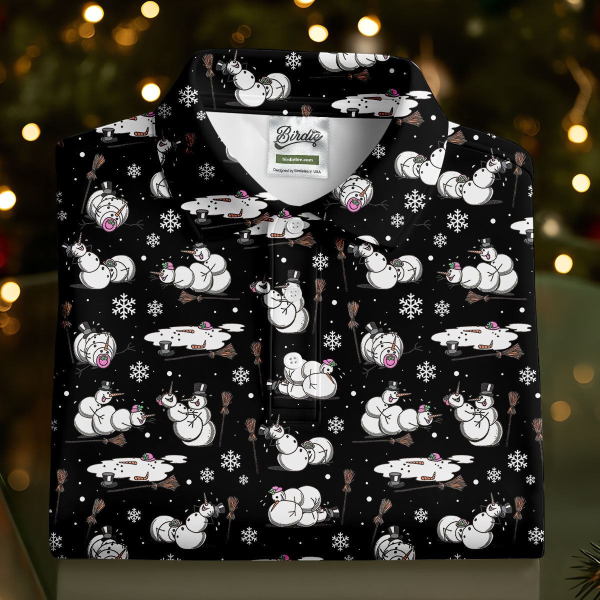 Funny Snowman Naughty Couple Black Golf Shirt, Christmas Golf Shirt, Golf Gift For Ladies, Women Golf Top
