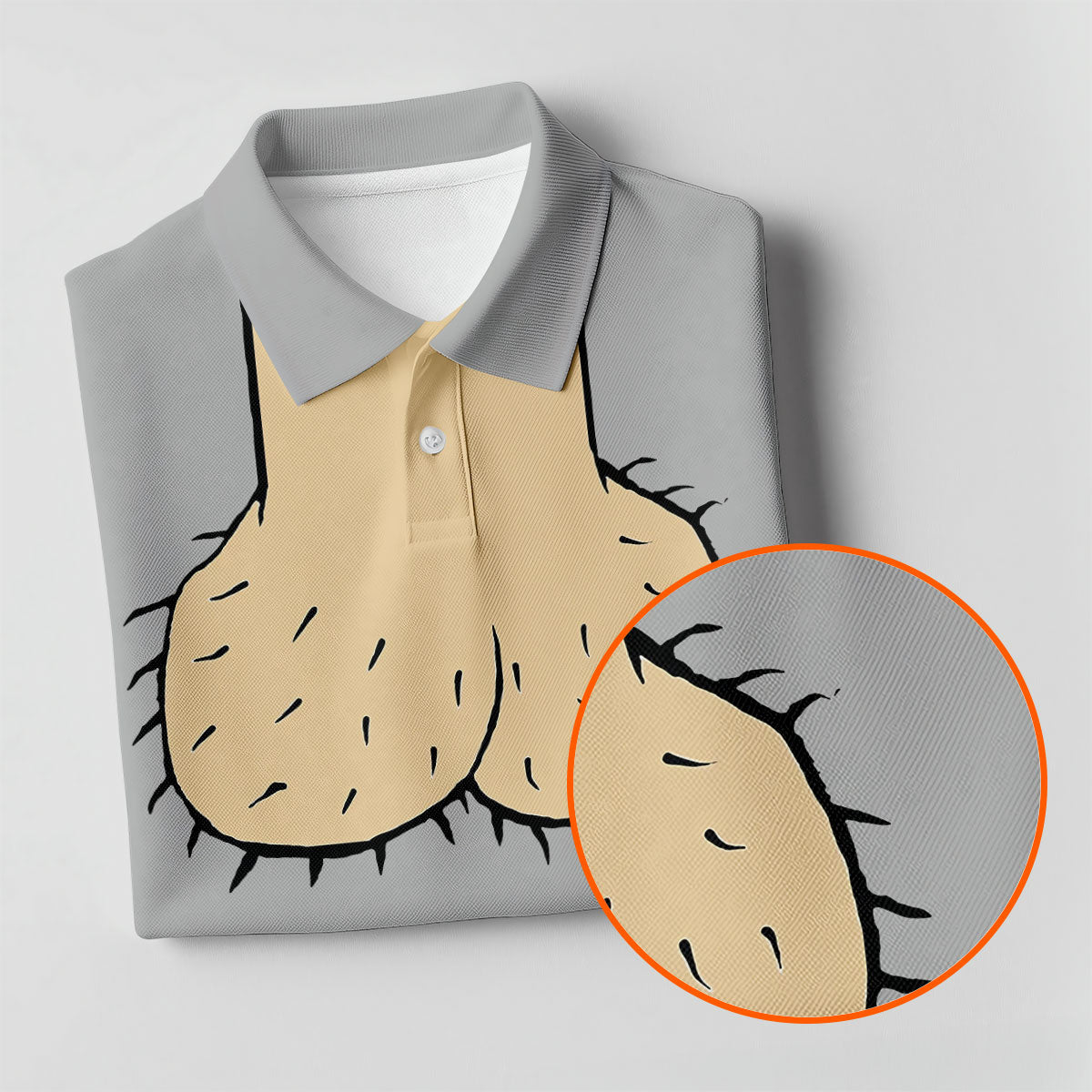 Gray Funny Dickhead Faux Chest Golf Shirt, Funny Halloween Shirt, Adult Costume Shirt