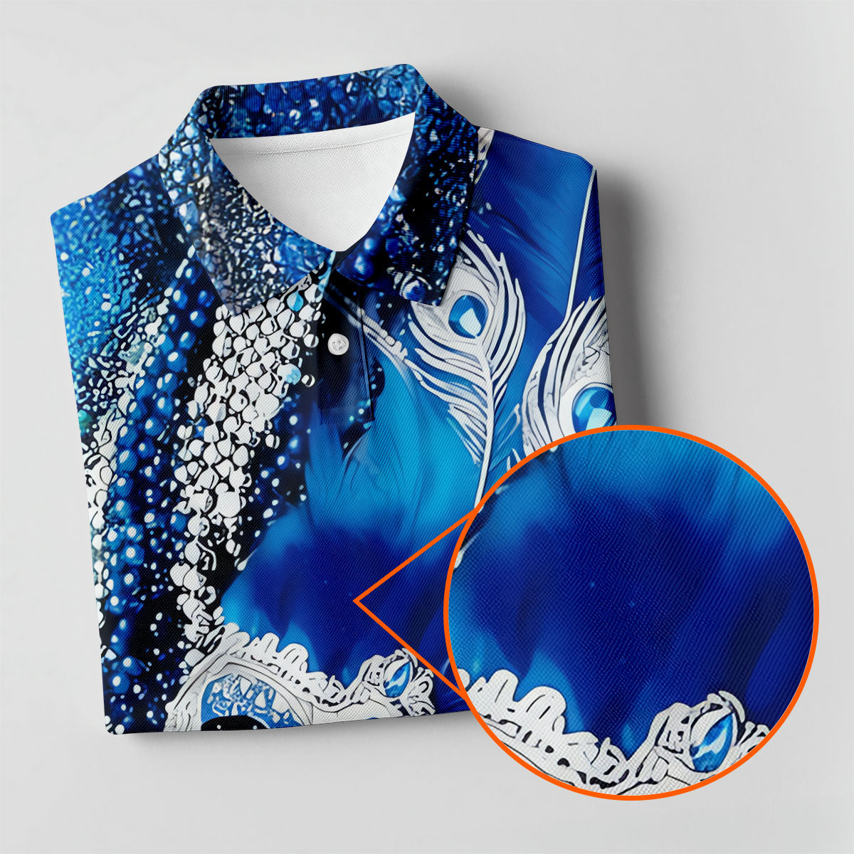 Mardi Gras Masquerade Mask Feather Beads Blue Golf Shirt, Women's Golf Tops, Ladies Golf Polos