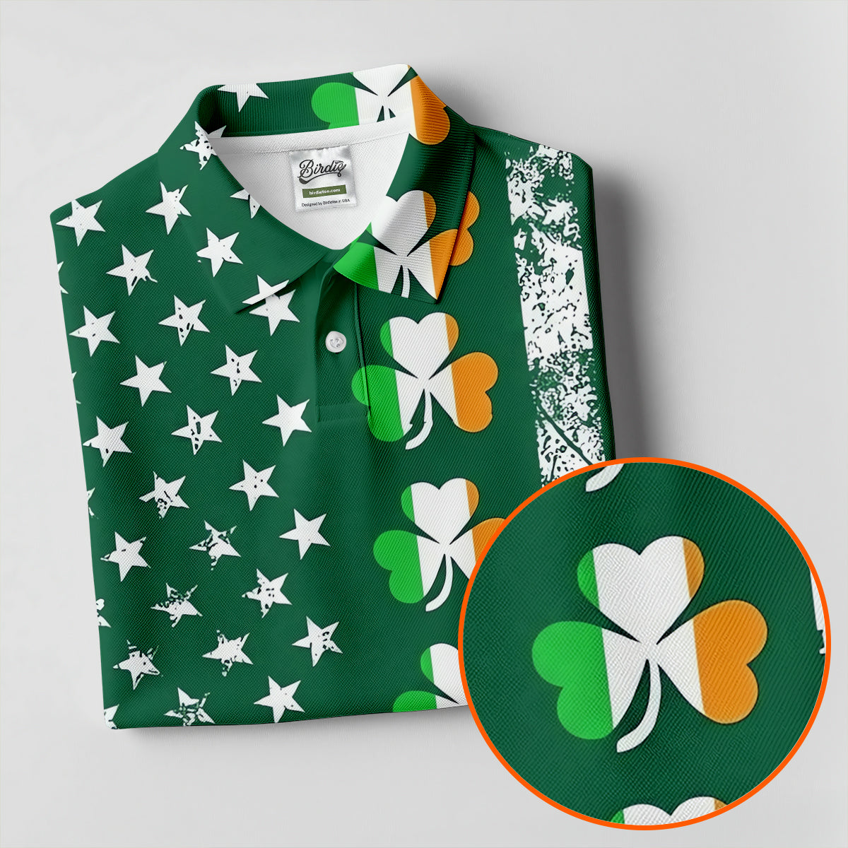 Irish Shamrock Vertical Stripes St Patrick's Day Golf Shirt, Women's Golf Shirts, Ladies Golf Polos