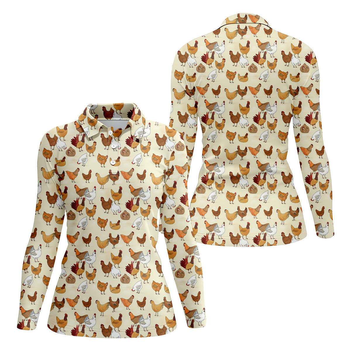 Chicken Family Funny Womens Golf Polo ShirtChicken Lover Gifts, Custom Ladies Golf Shirt