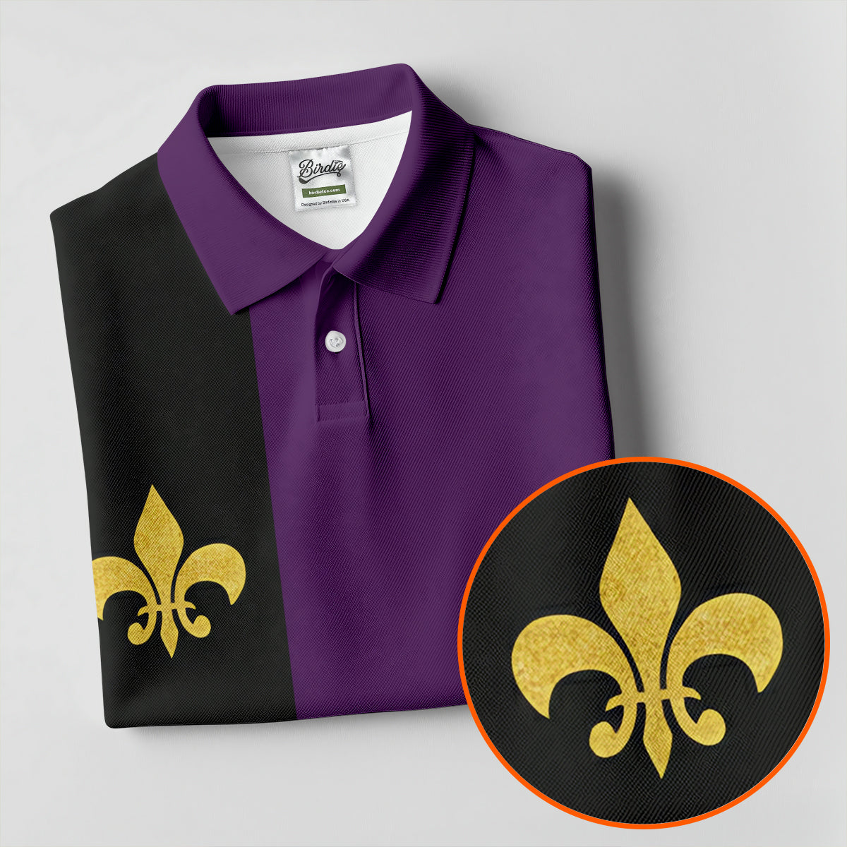 Mardi Gras Fleur De Lis Black Vertical Stripe Purple Golf Shirt, Women's Golf Tops, Ladies Golf Polos