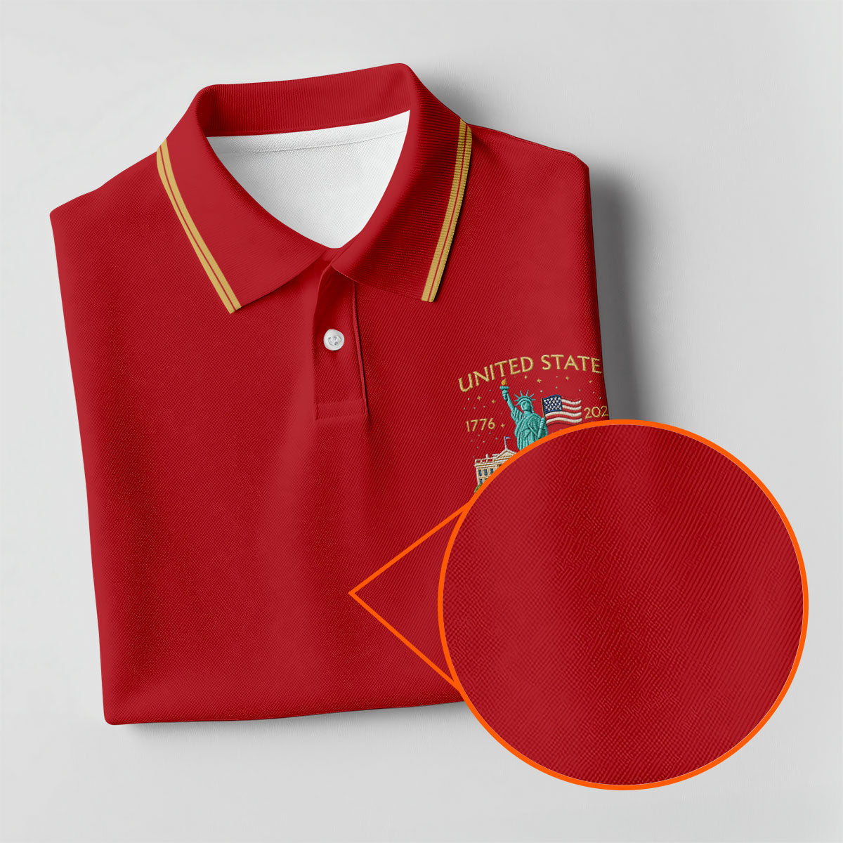 American Symbols Red Patriotic Golf Shirt, US 250 Years 4th Of July Golf Shirt For Women