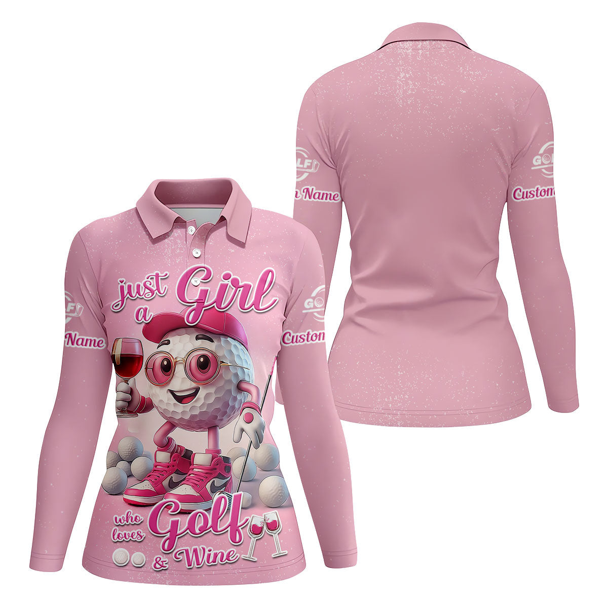 Just A Girl Who Loves Golf And Wine Custom Womens Golf Polo ShirtWomens Golf Gifts
