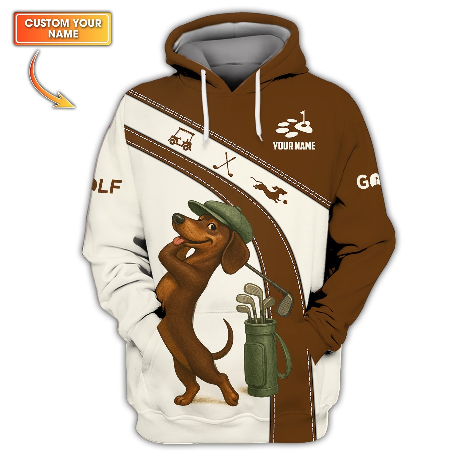 Personalized Dachshund Golf Shirt, Dog Golf Shirt For Golfer, Funny Golf Shirt For Men