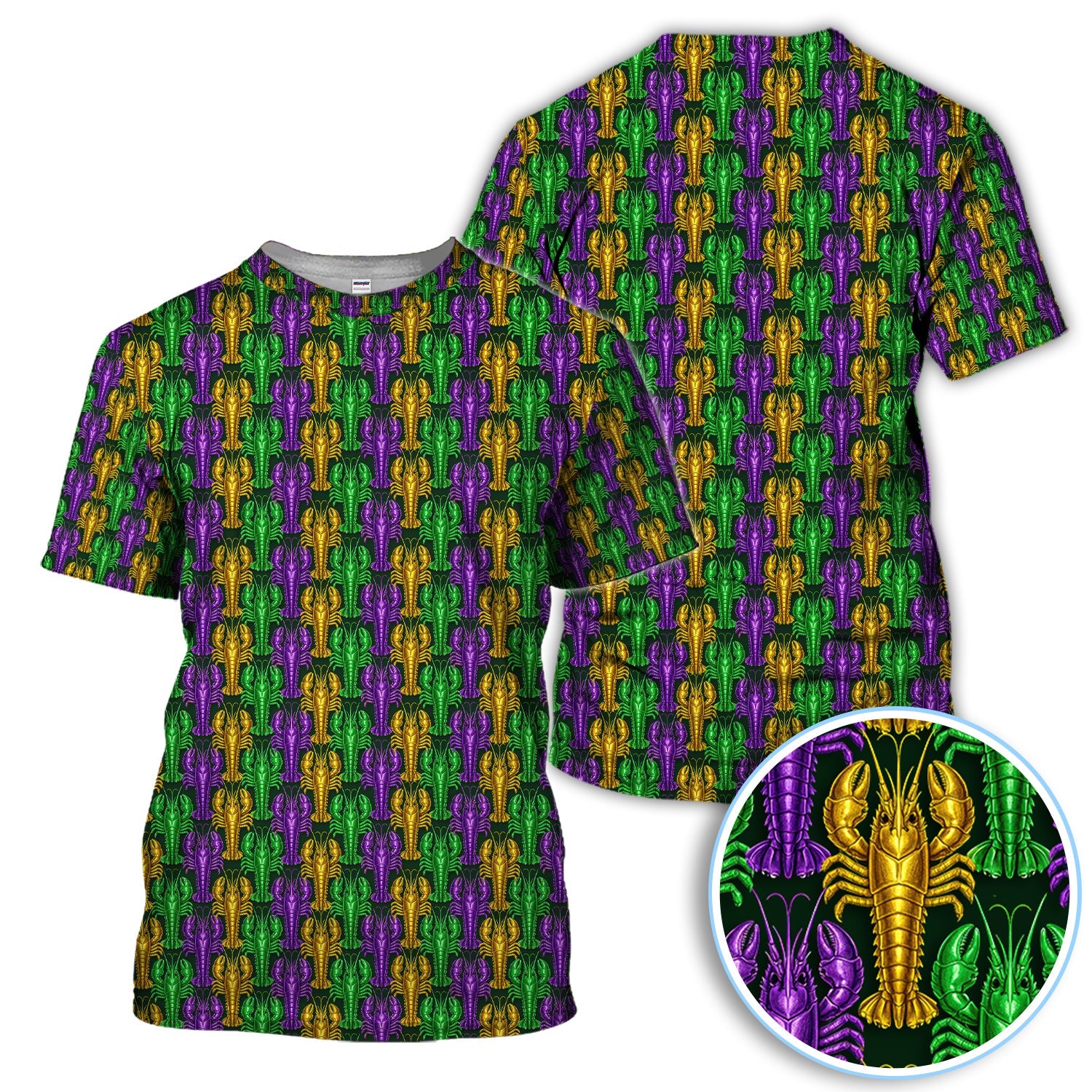 Mardi Gras Crawfish Pattern Golf Polos, Carnival Golf Shirt For Golfer, Golf Gift For Men