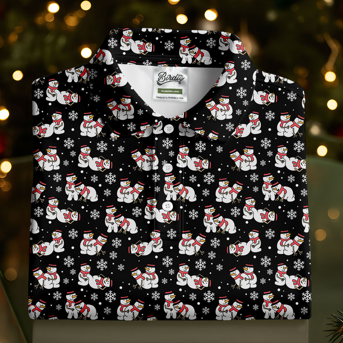Naughty Snowman Black Golf Shirt, Christmas Golf Shirt, Fun Women's Golf Shirts, Ladies Golf Polos