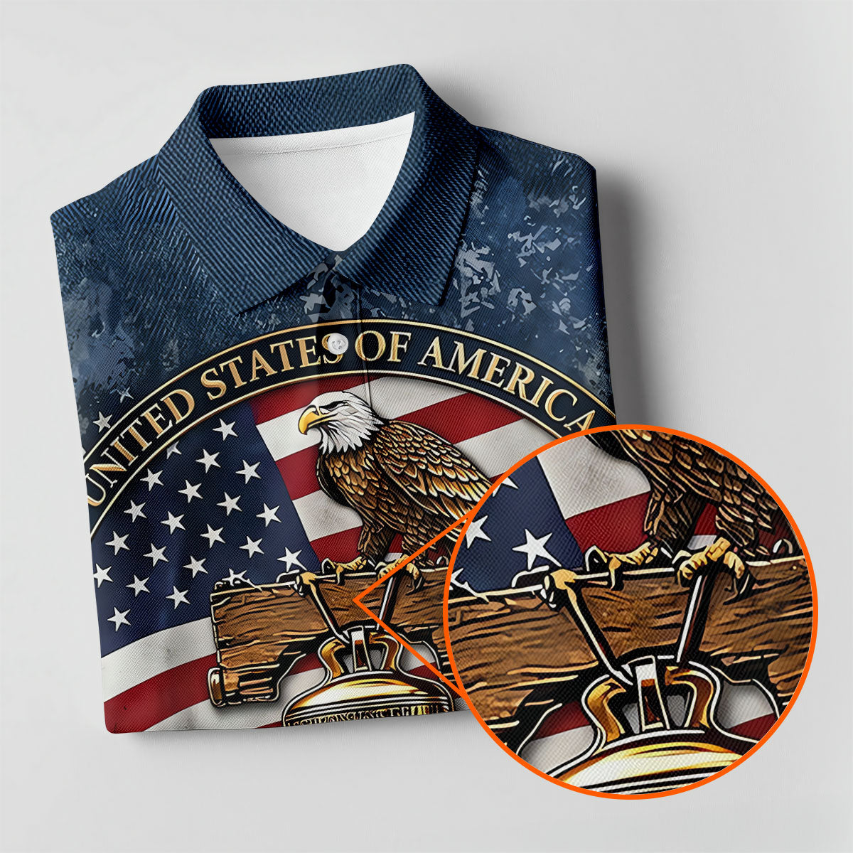 Patriotic Bald Eagle Liberty Bell Distressed Golf Shirt, 250 Years 4th Of July Golf Shirt For Women