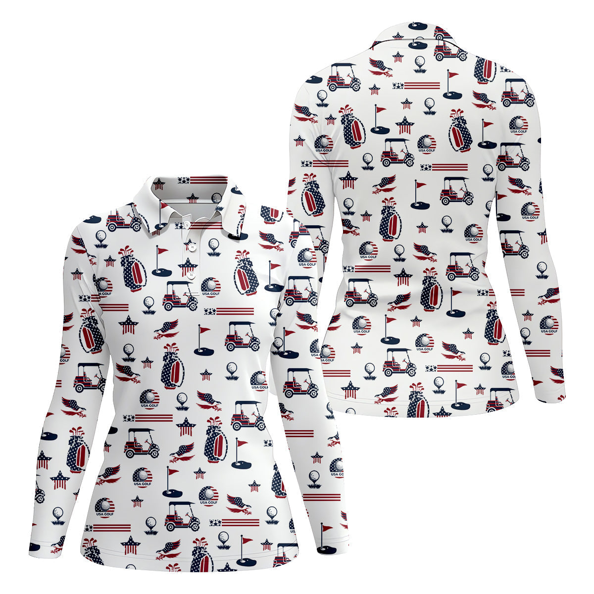 Patriotic USA Funny Womens Golf Polo ShirtPatriotic Golf Shirt, USA Golf Shirt, Custom Ladies Golf Shirt