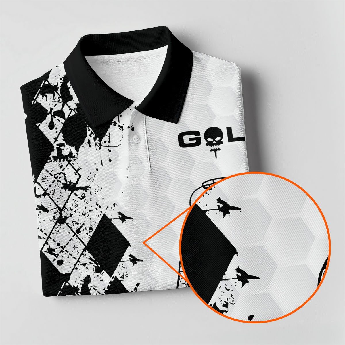 Golf Skeleton Splatter Effect Argyle Pattern Women's Golf Tops, Ladies Golf Shirts