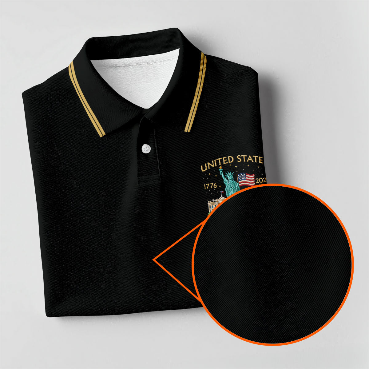 American Symbols Black Patriotic Golf Shirt, US 250 Years 4th Of July Golf Shirt For Women