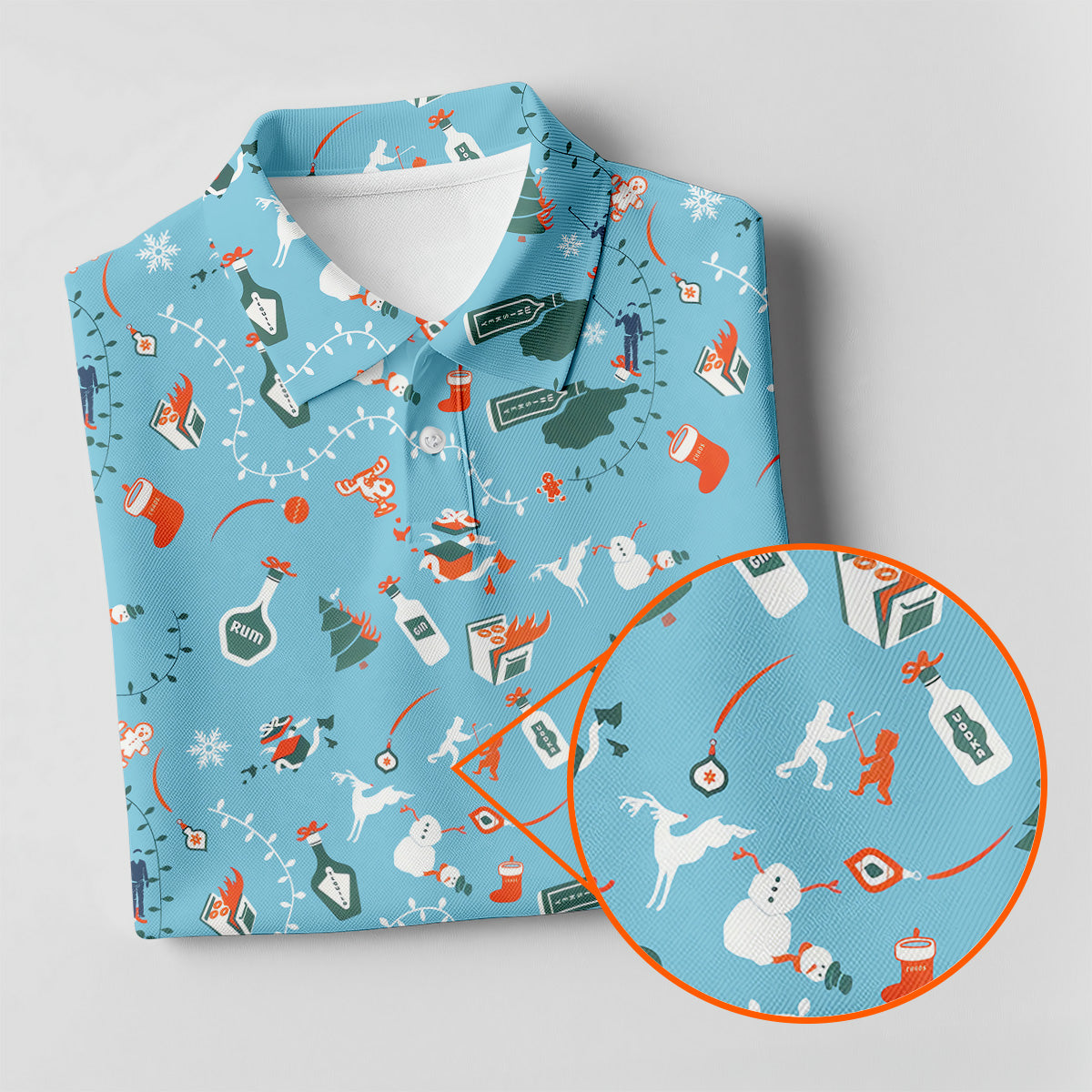 Holiday Chaos Ice Blue Color Women's Golf Shirts, Christmas Golf Shirt, Ladies Golf Polos, Golfing Apparel
