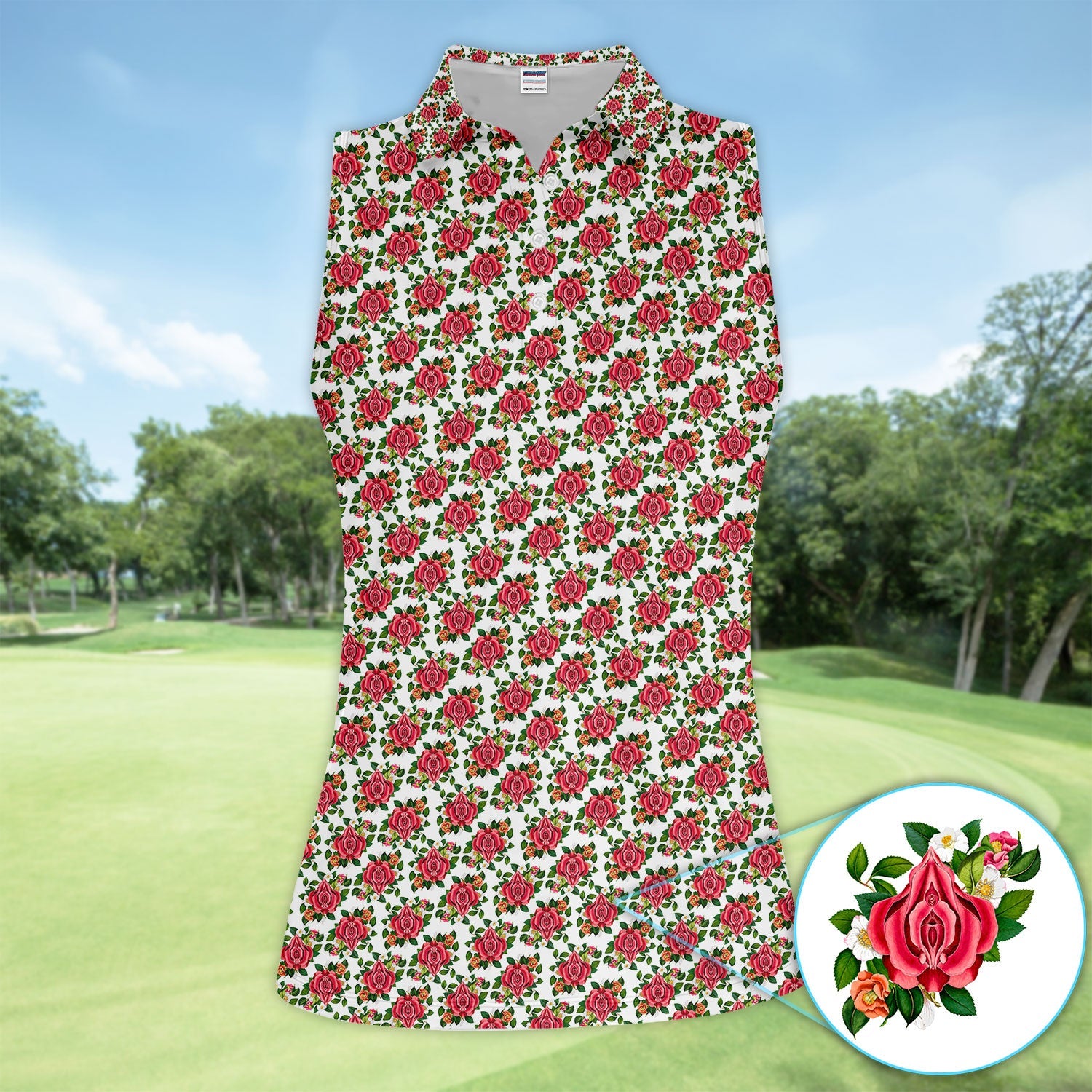 Vintage Rose Floral Golf Pattern Shirt, Romantic Rose Aesthetic Golf Shirt For Women, Flower Lover Gift