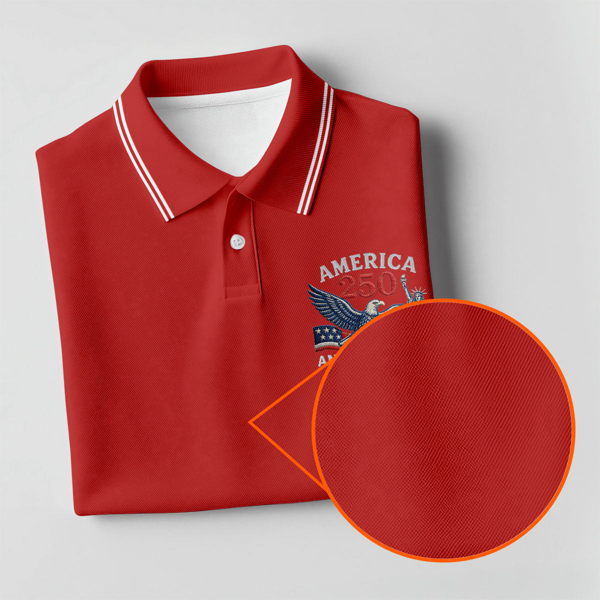 Faith Cross Bald Eagle America 250 Anniversary Red Patriotic Golf Shirt, Golf Shirts For Men