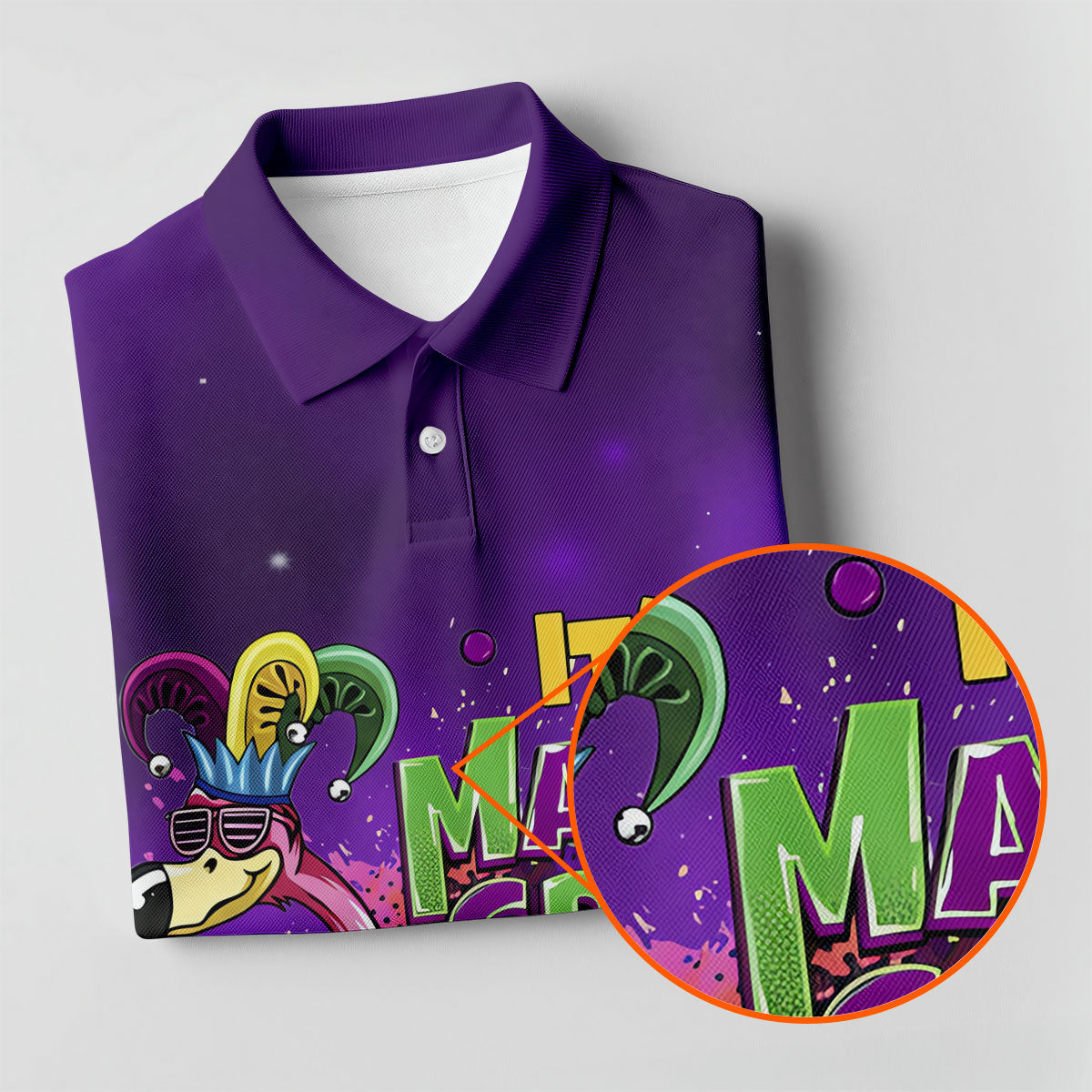 It's Mardi Gras Y'All Funny Flamingo Purple Golf Shirt, Women's Golf Tops, Ladies Golf Shirt