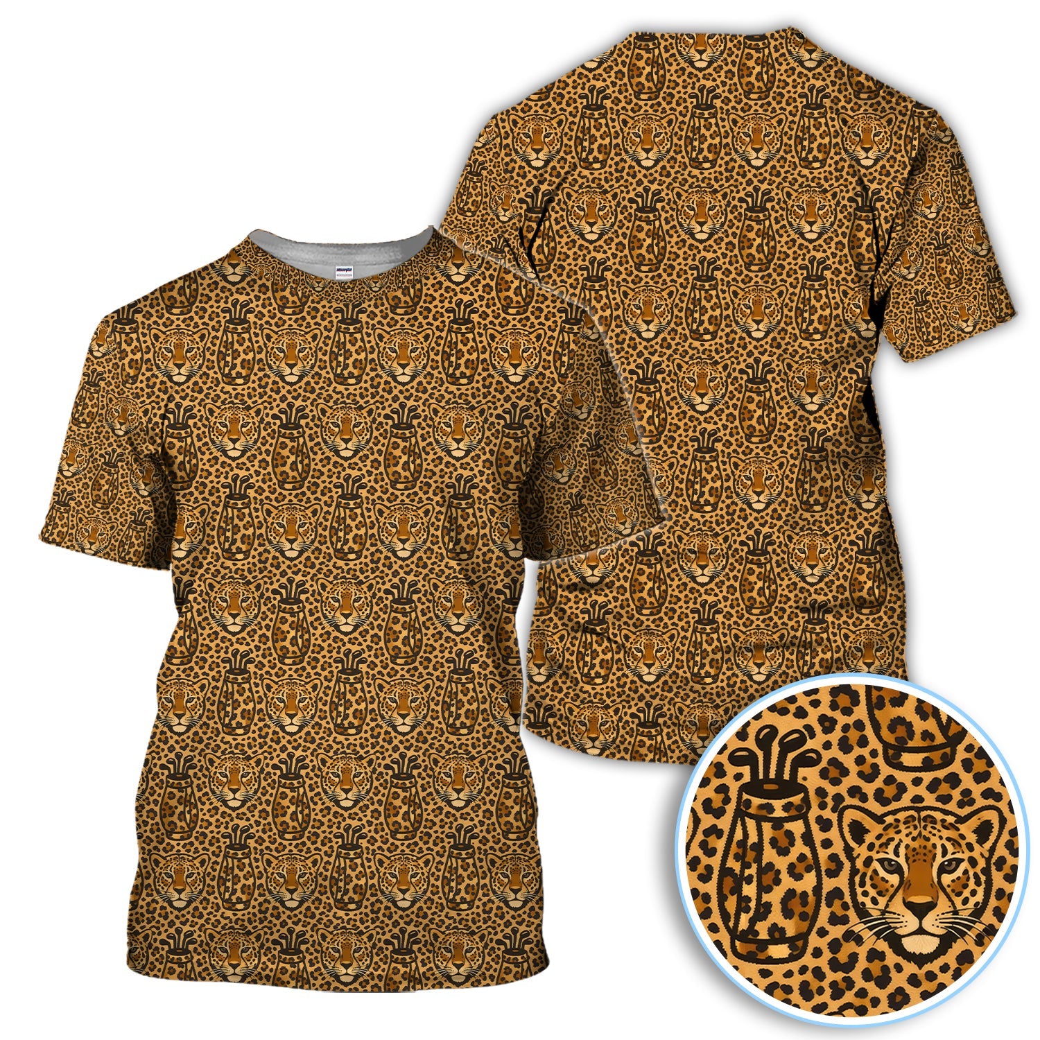 Leopard Pattern Golf Shirt, Crazy Golf Polos, Funny Golf Gift For Golfer