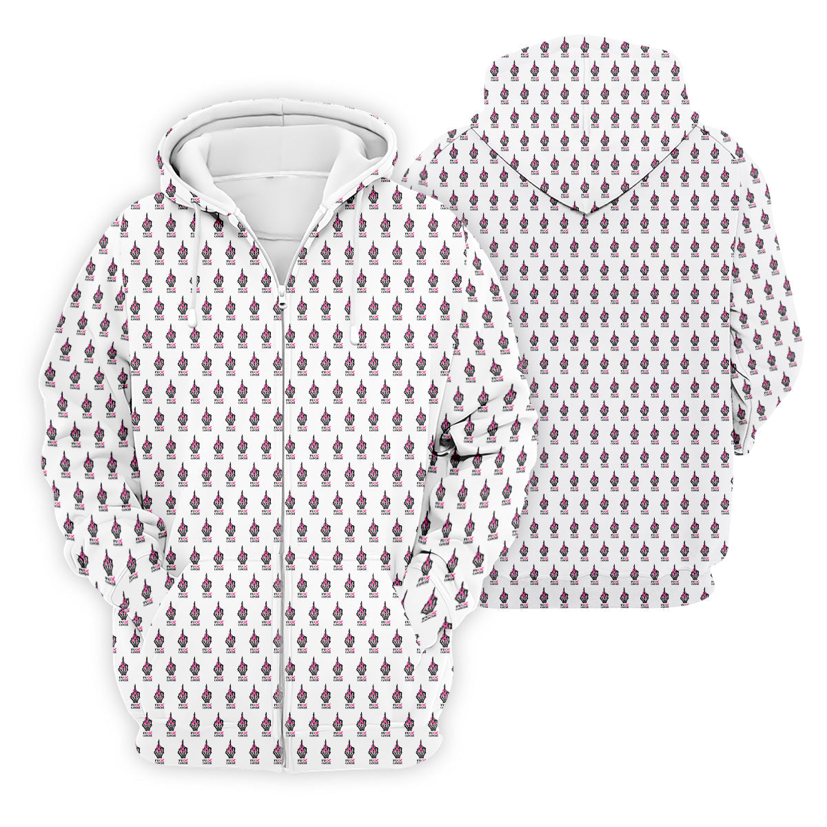 Funny Middle Finger Pink Ribbon Men's Golf Shirt, Breast Cancer Golf Shirt, Fun Golf Shirts For Men