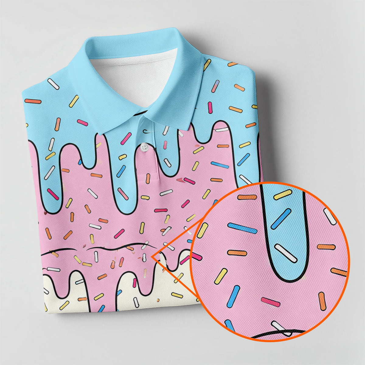 Ice Cream Drip Hawaiian Golf Shirt, Summer Sweets Men's Golf Shirt, Polo Shirts For Men