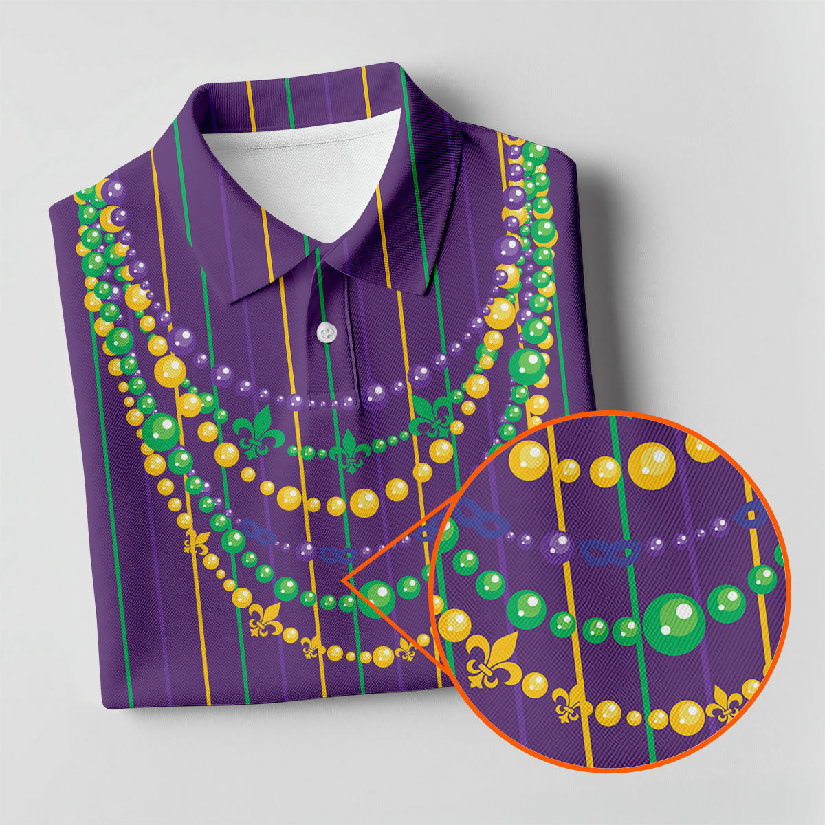 Mardi Gras Beads Necklaces Print Purple Golf Shirt, Women's Golf Shirts, Ladies Golf Polos, Golf Shirt For Women